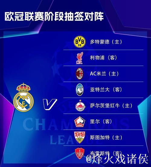 欧冠新赛季抽签： “大巴黎”连战五大联赛劲旅
